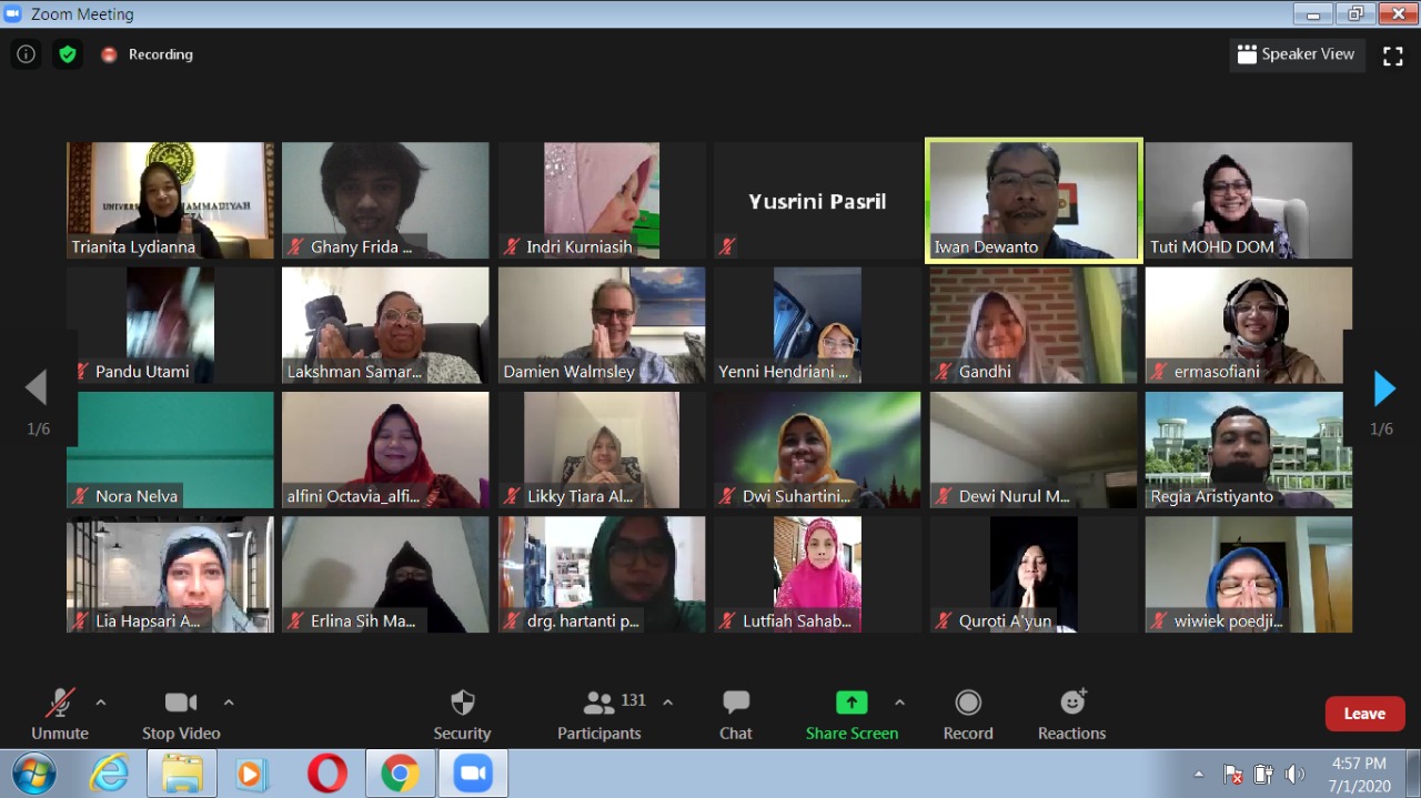 Prodi Kedokteran Gigi UMY Gelar Webinar Pendidikan dan Penelitian Selama Pandemi Covid-19 Peserta Webinar