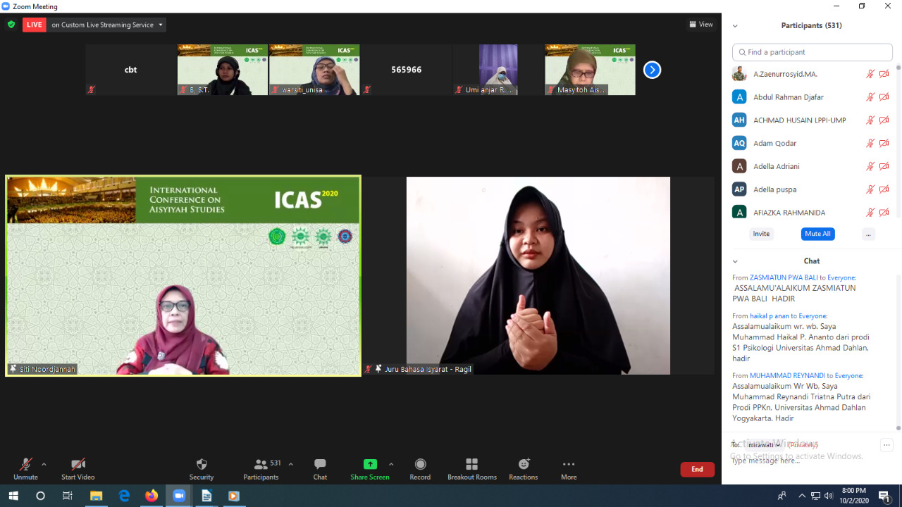 ICAS 2020, Upaya Membangun Sistem Pengetahuan ‘Aisyiyah