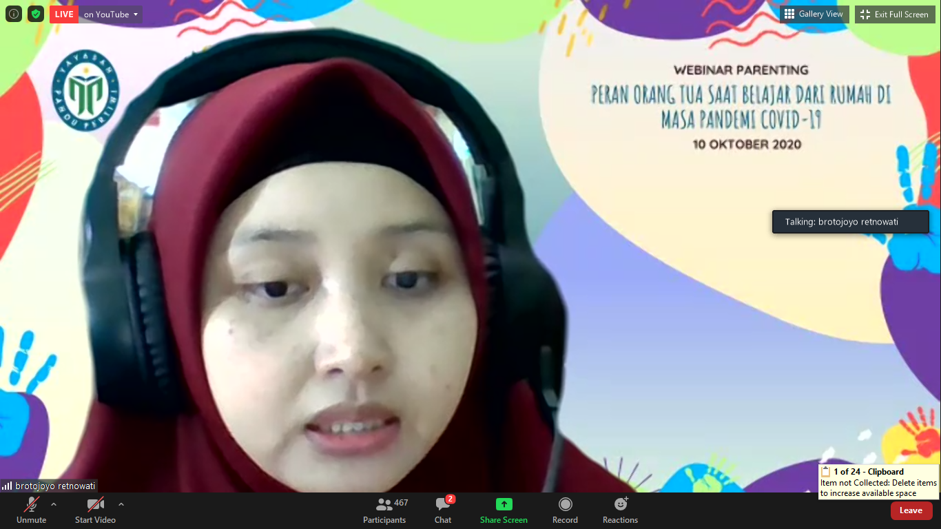 Karakter Orang Tua Tentukan Kualitas Pendidikan Selama BDR