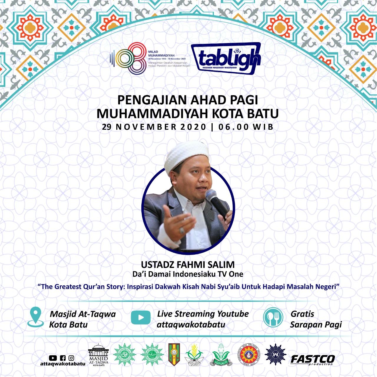 Masjid At-Taqwa Kota Batu akan Datangkan Dai Nasional pada Pengajian Ahad Pagi