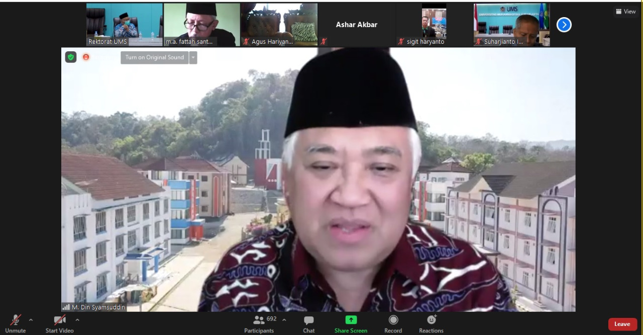 Kajian Bulanan UMS: Prof Din Syamsudin Sampaikan 7 Aspek Islam Wasathiah. Begini Penjelasannya