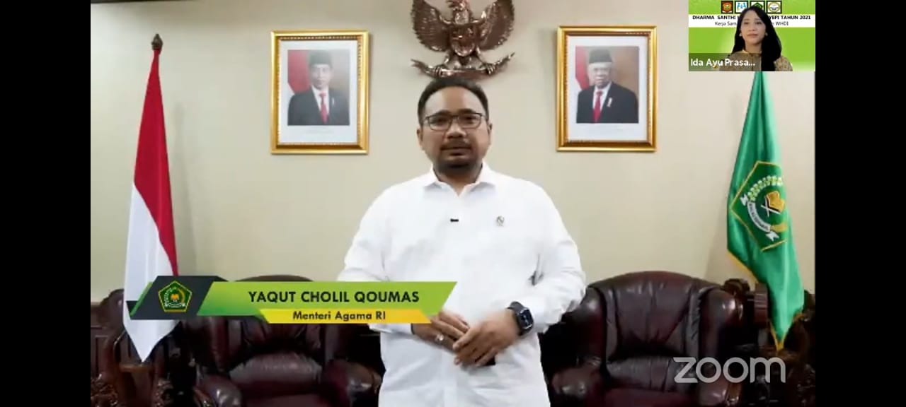 Hadiri Webinar Dharma Santhi, Menag: Kemajemukan Jadi Sendi Utama NKRI