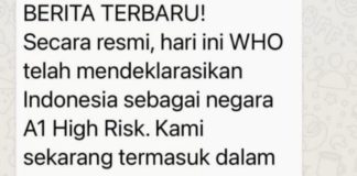 Beredar Hoaks Terkait Status High Risk Pandemi Covid-19 Indonesia Versi WHO