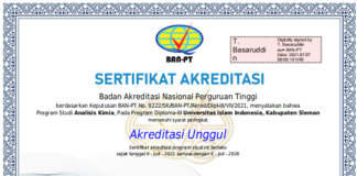 Ulang Tahun 18, Prodi D3 Analisis Kimia UII Raih Akreditasi Unggul