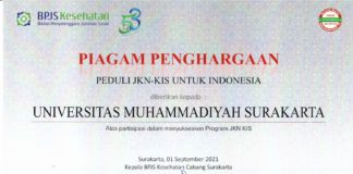 UMS Dapat Piagam Penghargaan Peduli JKN-KIS Indonesia