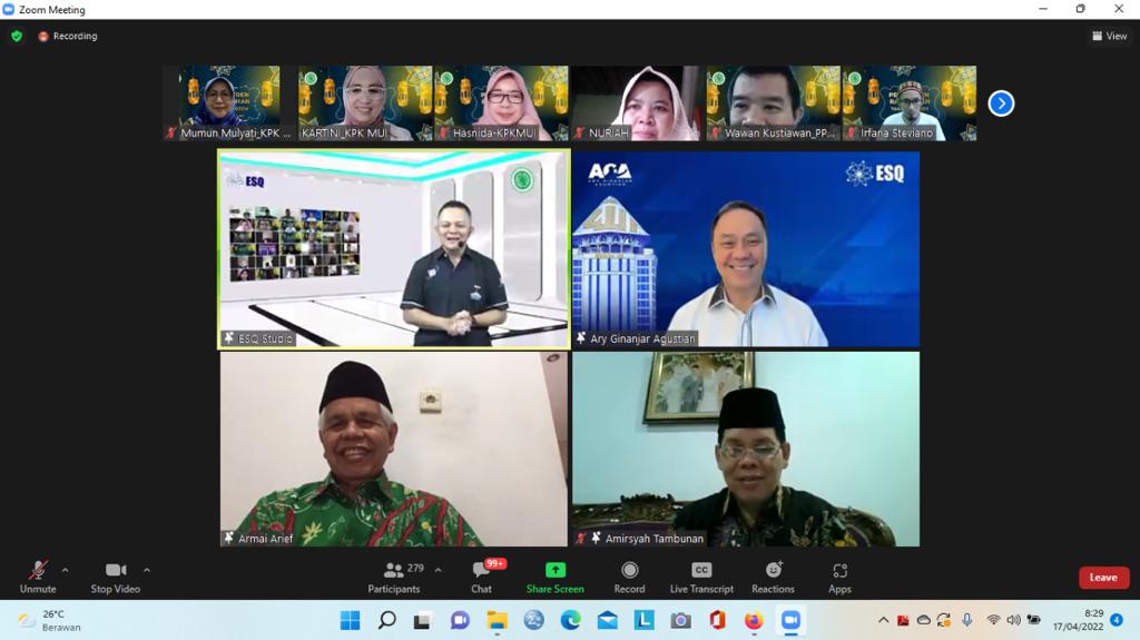 kegiatan Pesantren Kilat (Sanlat) antara MUI dengan ESQ yang dilaksanakan Komisi Pendidikan dan Kaderisasi Ulama (KPK) tanggal 15 sd 17 April 2022 secara virtual.