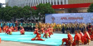 45 Pesilat Tapak Suci Unjuk Kebolehan Dalam Apel Kesiapsiagaan Muktamar Muhammadiyah dan ‘Aisyiyah ke-48