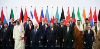 Cica Summit Digelar di Kazakhstan Para pemimpin negara anggota dan negara pengamat dari Conference on Interaction and Confidence-Building Measures in Asia (CICA) berfoto bersama sebelum mengikuti pertemuan puncak 6th CICA Summit 2022 di Astana, Kazakhstan, Kamis (13/10/2022). Indonesia diwakili oleh Duta Besar RI untuk Kazakhstan Fajroel Rahman. (ANTARA/HO-CICA Secretariat/as)