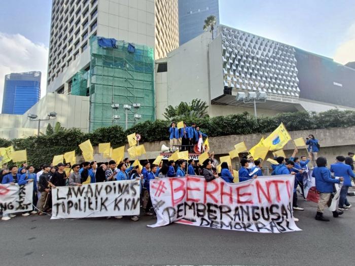Aksi massa PMII di Jakarta, Senin (12/2)/foto: istmw