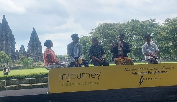 Penjelasan rangkaian ancara perayaan pergantian tahun 2025 ke 2026 kepada wartawan di Candi Prambanan. (foto : heri purwata)