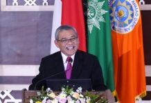 UAD, Kampus Inisiator Bidang Ketahanan dan Mitigasi Bencana Rektor UAD, Prof Muchlas saat menyampaikan laporan tahunan. (foto : istimewa)