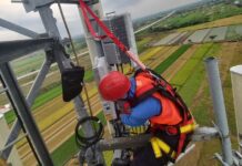 Jaringan Siap Tempur, XLSMART Tingkatkan Kapasitas Hingga 3 Kali Lipat Sambut Natal–Tahun Baru 2026 Dua orang teknisi sedang melakukan pemeliharaan base transceiver station (BTS) milik XLSMART yang berlokasi di sekitar tol poros Klaten - Boyolali, Ngawen, Kabupaten Klaten, Jawa Tengah, awal November 2025 yang lalu.