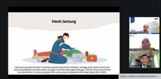 Telehealth, Tutorial Kesehatan Darurat untuk Menolong Orang Henti Jantung Ahmad Luthfi (atas), Sri Kusumadewi, dan Ruhil Iswara (bawah) saat memberikan keterangan kepada wartawan secara virtual, Senin (12/1/2026). (foto : screenshootzoom/heri purwata)