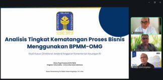 Alumni MI UII Ukur Tingkat Kematangan Proses Bisnis di Instansi Pemerintah Dicky Puja Pratama (tengah) didampingi Teduh Dirgahayu dan Ahmad Lutfi saat memaparkan hasil penelitian kepada wartawan secara virtual, Sabtu (28/2/2026). (foto : screenshotzoom/heri purwata)
