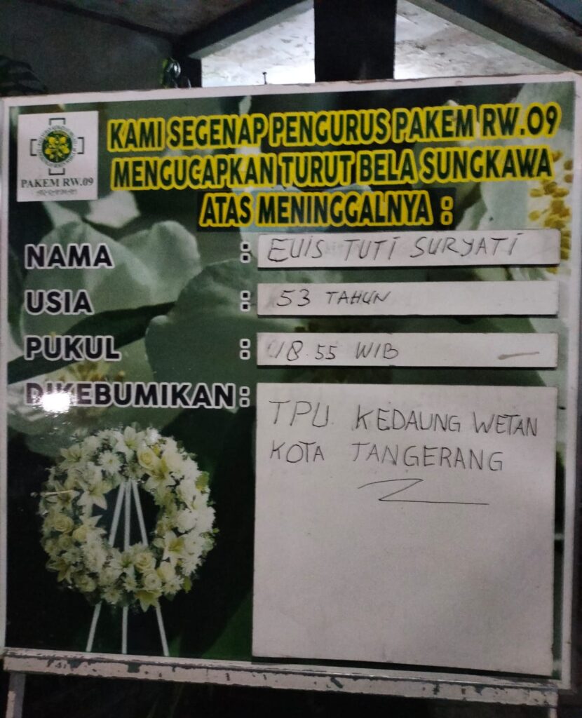 Dikebumikan di TPU Kedaung Wetan, Kota Tangerang