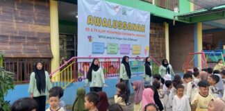Mahasiswi PLP PG-PAUD UMS Dampingi Stretching Pagi Anak TK Alam Surya Mentari